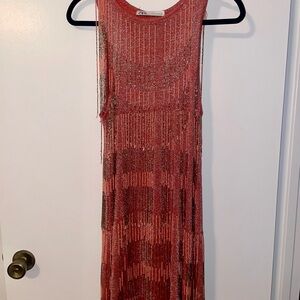Zara Women's Shimmering Red Midi Dress